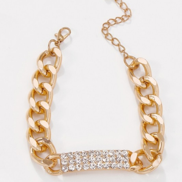 Jewelry - ✨Rectangle Rhinestone Block Chunky Chain Bracelet!✨